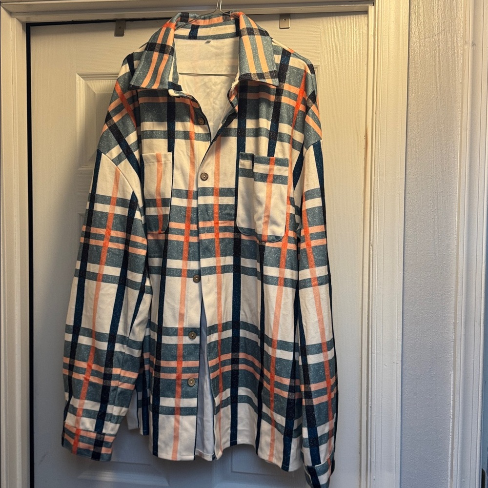 Plaid Button-Up Shirt 2XL
